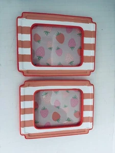 SET 2 Picture Frames Orange & White striped Target Free Standing Cottage - Picture 1 of 3