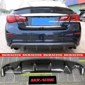 For 2015-2019 INFINITI Q70 Q70L Carbon Fiber Rear Bumper Diffuser Lip Spoiler - Picture 1 of 14