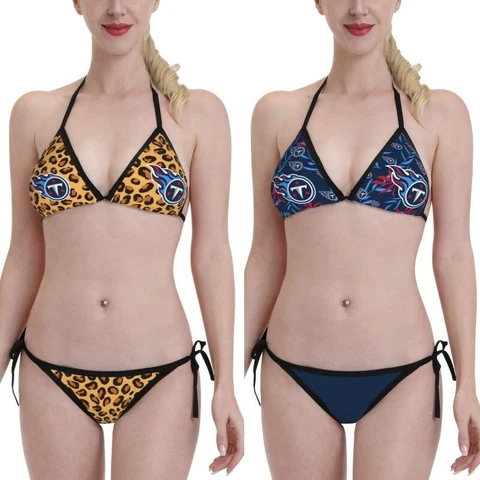 2PCS Tennessee Titans Women's Bikini Lace Up String Bathing Suits Swimsuits Cover