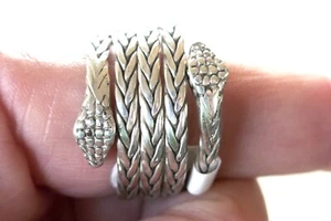 Large Sterling Silver Snake Ring Unusual Bold Design Size Z 9.3g New Gift - Picture 1 of 2