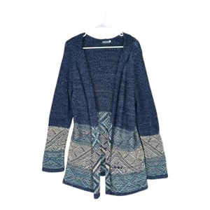 Earthbound Trading Women's XL Blue Open Cardigan Hoodie Gypsy Boho Lagenlook - Picture 1 of 13