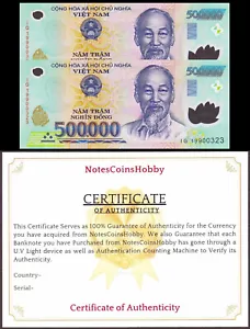 Vietnam 1,000,000 (ONE Million) Dong 2 x 500,000 with C.O.A New Ship from CANADA - Picture 1 of 2