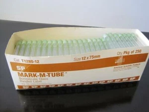 BOX MIT 207 S/P BOROSILIKATGLAS GEBÄNDERTEM ETIKETT T1280-12 12X75 MM KULTURRÖHREN - Bild 1 von 7