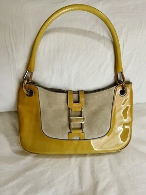 GUCCI ~BOLSO DE MANO AMARILLO/TAUPE ~ ANCHO: 11,5” x ALTURA: 7,5 x PROFUNDIDAD: 1,75” Foto 1 de 4
