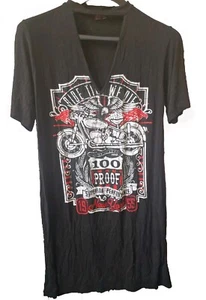 MISSI LONDON ride Till We Die Dress Biker V Neck With Cutout & Collar Black Goth - Picture 1 of 3