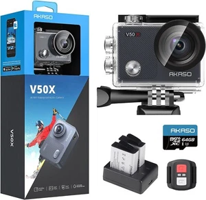 AKASO V50 X Action Camera 4K 30FPS Fotocamera Subacquea WiFi 4x Zoom Touch - Foto 1 di 5