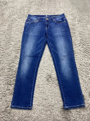 Jeans 7 For All Mankind Niña 12 Juventud The Slim Crop tiro medio elástico Denim Y2K Foto 1 de 4