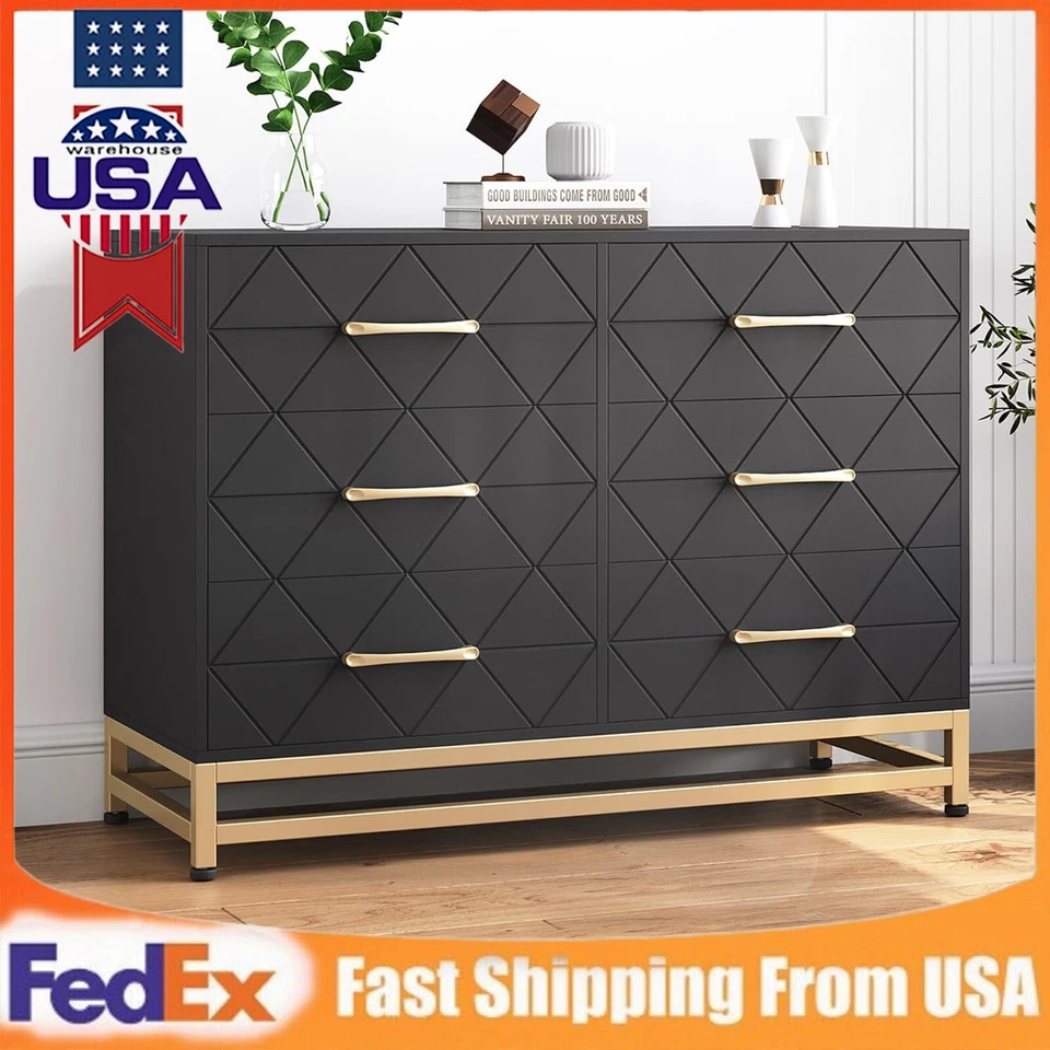 6-Drawer Dresser for Bedroom Chest of Drawers Wood Storage Cabinet 55'' TV Stand - Image 1 of 4