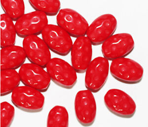 Red Dimple Oval Czech Pressed Glass Beads 10mm  (pack of 30)