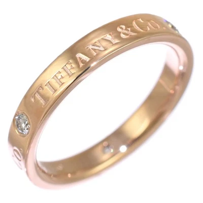 Anillo TIFFANY & Co. #5.5 EE. UU. Banda Plana Oro Rosa K18 Diamante 3P Foto 1 de 3
