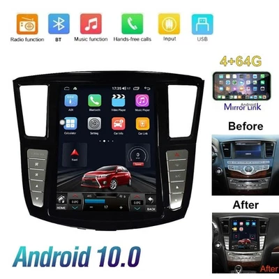 Rádio player estéreo automotivo GPS Android Bt tela sensível ao toque 4+64g para Infiniti Qx60 Jx35 - Imagem 1 de 4