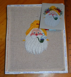 Needlepoint canvas, partly finished, ~10" x 12".  Just Libby Old Salty Santa - Picture 1 of 8