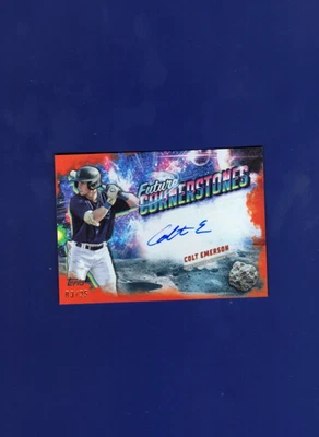 2025 Topps Pro Debut Colt Emerson Future Cornerstones Orange Auto /25 - Image 1 of 2