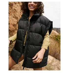 NUEVO CON ETIQUETAS Free People Negro XS In A Bubble Chaleco Puffer Cremallera Completa Movimiento Exterior - Imagen 1 de 8