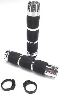 Empuñaduras de manillar cromadas con amortiguación de aire Avon Gatlin - estilo cable (MT-AIR-90-CH-GA) Foto 1 de 2