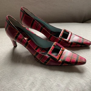 PAUL SMITH WOMENS - PRINTED LEATHER SHOE WITH BUCKLE DETAIL - SIZE 37.5. - Picture 1 of 6