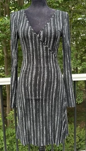 Tart Womens Modal Sheer Back Long Sleeve Wrap Dress Stretch Black Size XS - Picture 1 of 6