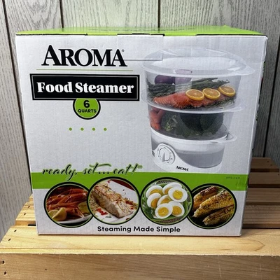 Aroma 6-Quart Food Steamer BPA-Free Stackable Trays Dishwasher Safe New — 第 1/4 张图片