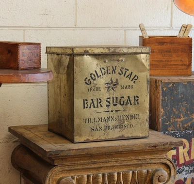 1800s Antique Golden Star Sugar Country General Store Tin SF Display Advertising - Image 1 of 4