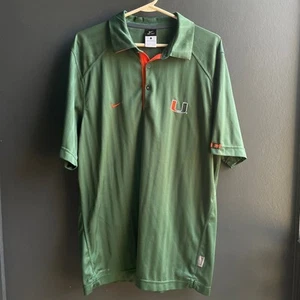 Miami Hurricanes Nike Polo Green Shirt Mens Adult L Dri-Fit Canes Golf - Picture 1 of 6