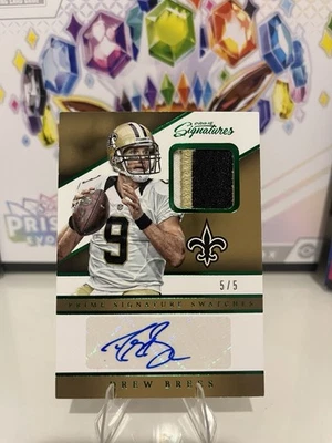 2016 Drew Brees Prime Signatures Game Worn Auto Patch 5/5  - Image 1 of 2