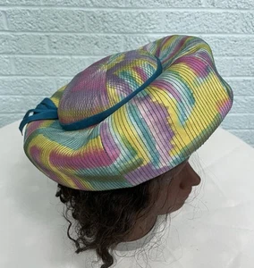 Vintage Mr. John 1960s Womens Pillbox Mod Abstract Hat - Picture 1 of 10