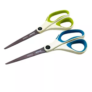 2 Pcs 3M Scotch Precision Ultra Edge Titanium Scissors, 1458 Blue Green, 8 in - Picture 1 of 6