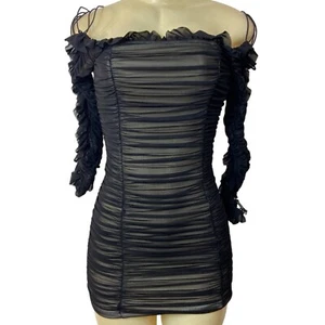 Fashion Nova Women's Black Mesh Bodycon Dress Sz XS - NWT - Picture 1 of 7