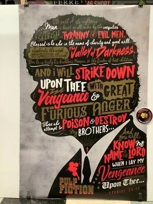 纸浆小说以西结 25:17 24 英寸 x 36 英寸海报二手皮拉尼亚唱片 — 第 1/3 张图片