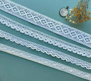 White Ivory Cotton Crochet Lace Trim by 1M/2M/5M/10M Sewing Craft Shabby Chic - Picture 1 of 27