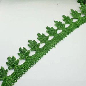 1m Leaf Green embroidered guipure lace bridal dress trim 5cm - Picture 1 of 1