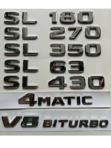 Chrome SL55 SL63 SL65 SL73 AMG SL280 SL300 SL350 SL400 SL500 SL600 Emblems - Picture 1 of 24