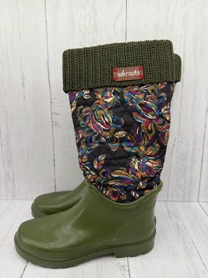 Botas Sakroots Suéter de Lluvia Puño Acolchado Pájaro Verde Oliva Para Mujer Talla 6 Sak Roots Foto 1 de 4