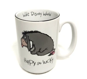 Disney World Eeyore “Happy Go Lucky” Coffee Tea Mug Winnie the Pooh Souvenir Cup - Picture 1 of 6