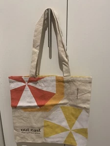OUT EAST HAMPTONS REAL ESTATE Sturdy Canvas Tote Bag Yellow/Orange/Beige - Picture 1 of 10