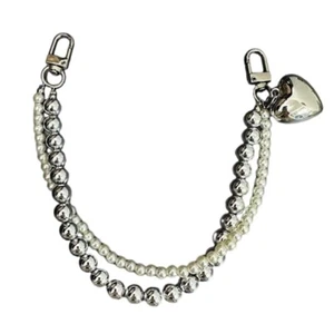 Pearls Hand Beaded Heart Designs Phone Accessory Sturdy PVC Charm for Bags - Picture 1 of 8