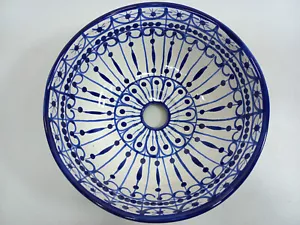 10¾" ROUND TALAVERA SINK, vessel mexican bathroom sink handmade folk art ceramic - Picture 1 of 6