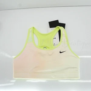 NWT Nike DJ6023-736 Kid Girls Dri-FIT Swoosh Reversible Sports Bra Lemon Size M - Picture 1 of 10