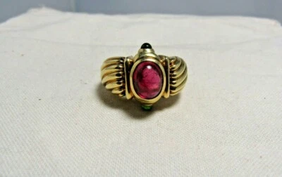 Anillo David Yurman Turmalina Rosa Oro Sólido 14K Talla 7.75 Foto 1 de 4