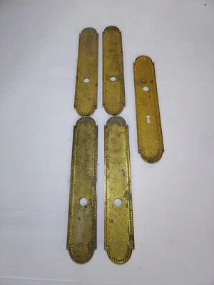 Ancienne Plaque de propreté Laiton  portes Quincaillerie fermeture lot de cinq - Photo 1/4