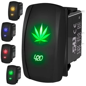 On/Off Marine Rocker Switch "420" Weed Design Boat Car Truck UTV Off Road 4x4 - Imagen 1 de 23