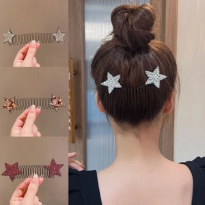 Peine de pelo invisible con flecos peine de pelo roto estrella de cinco puntas estrás - Imagen 1 de 18