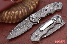 custom Hand Forged Damascus Folding Knife Handmade Hunting Damascus Pocket Knife