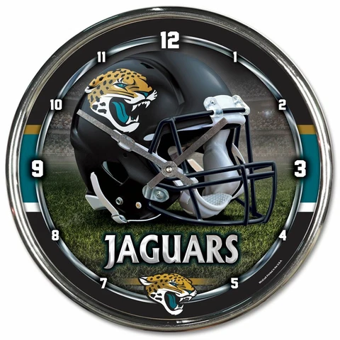 JACKSONVILLE JAGUARS HELMET LOGO 12" CHROME ROUND WALL CLOCK NEW WINCRAFT 👀 Cover