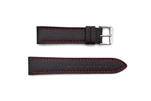 CARBON FIBER FLAT COLOR STITCH TOSCANA WATCH STRAPS 18- 20-22-24MM EBV-WS - Picture 1 of 4