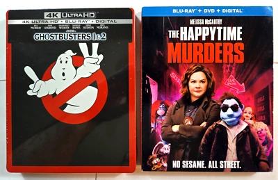 Ghostbusters 1 & 2 4K Steelbook / Bonus Comedy Blu-ray: The Happytime Murders - Image 1 of 4