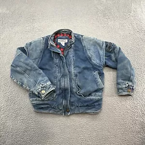 Chaqueta vaquera vintage Ruth Douglas talla Y2K mediana cremallera bolsillo forrada a cuadros - Imagen 1 de 18