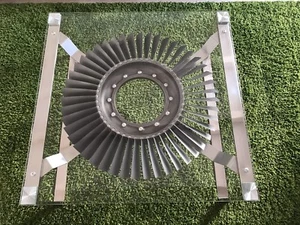 Table Glass With Turbine Titanium Jet Rolls Royce Harrier Original Engine Jet - Picture 1 of 8
