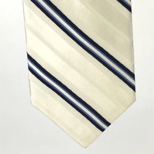 Corbata Daniel Cremieux Beige Negro Azul Rayas Elegante Corbata a Mano A Medida NUEVA  - Imagen 1 de 12