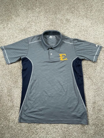 ETSU Buccaneers Casual Outdoor Polo Golf Shirt Mens Medium Gray w/ Patch Logo Cover